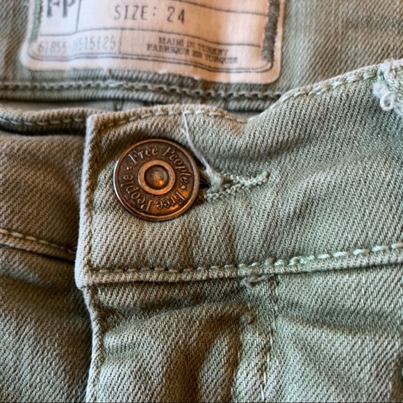 Free People Olive Green Distressed Skinny Jeans 24 - Picture 12 of 16